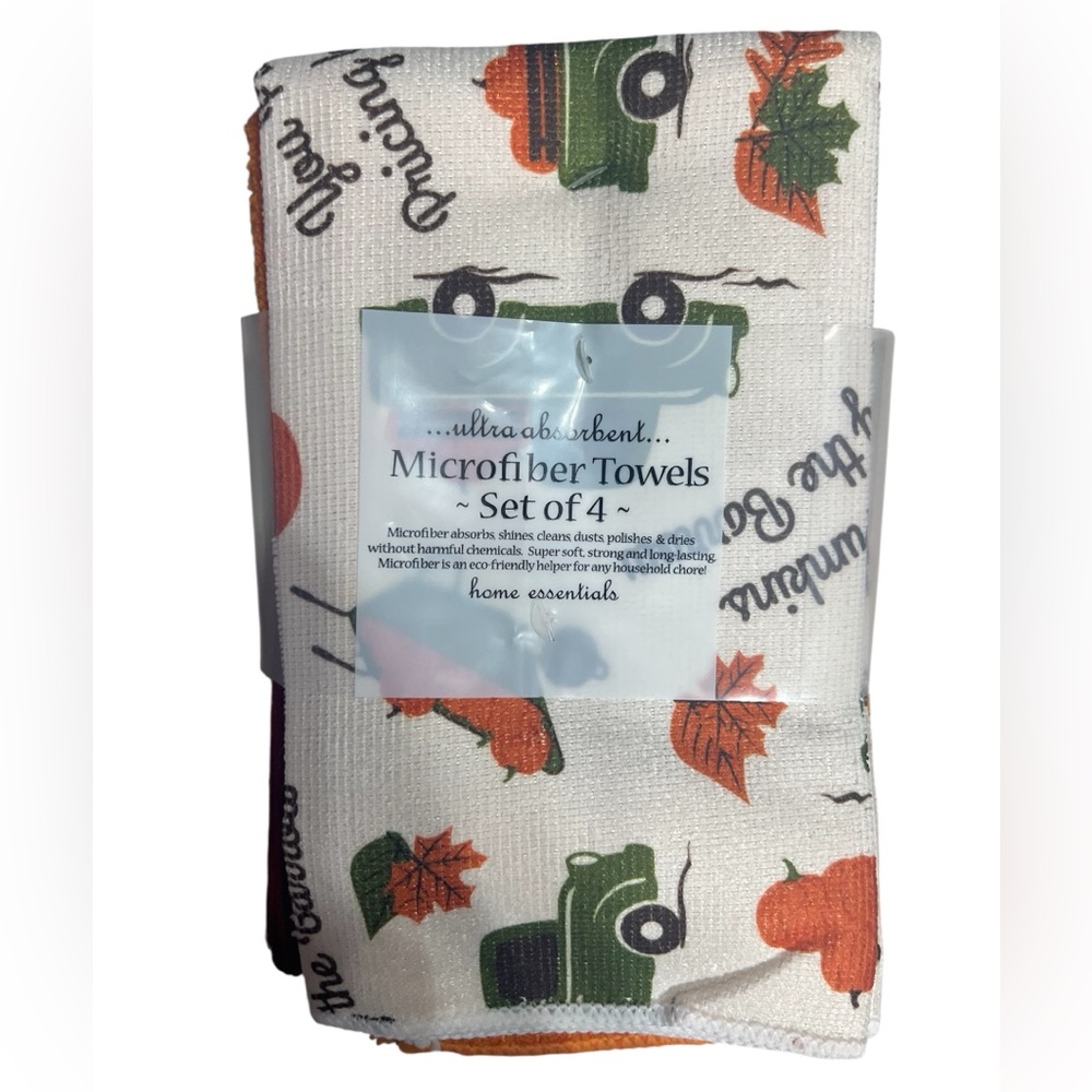 Microfiber Kitchen Towels 4 Pack Fall Theme, 16x19in